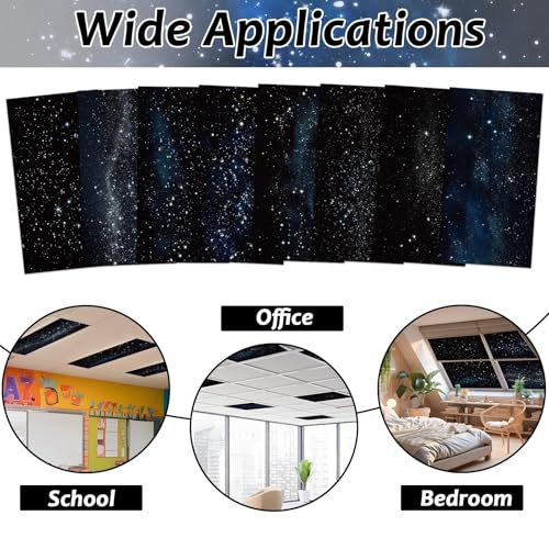 8 Pcs Fluorescent Light Covers with 80 Magnets Decorative for Classroom Ceiling Light 4 x 2 Feet Magnetic Light Covers Filter Easy Install for Office Hospitals & Home Drop Ceiling Supplies (Star)